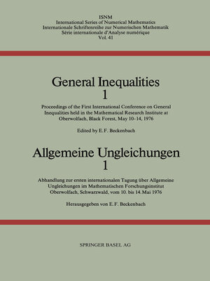 cover image of General Inequalities 1 / Allgemeine Ungleichungen 1